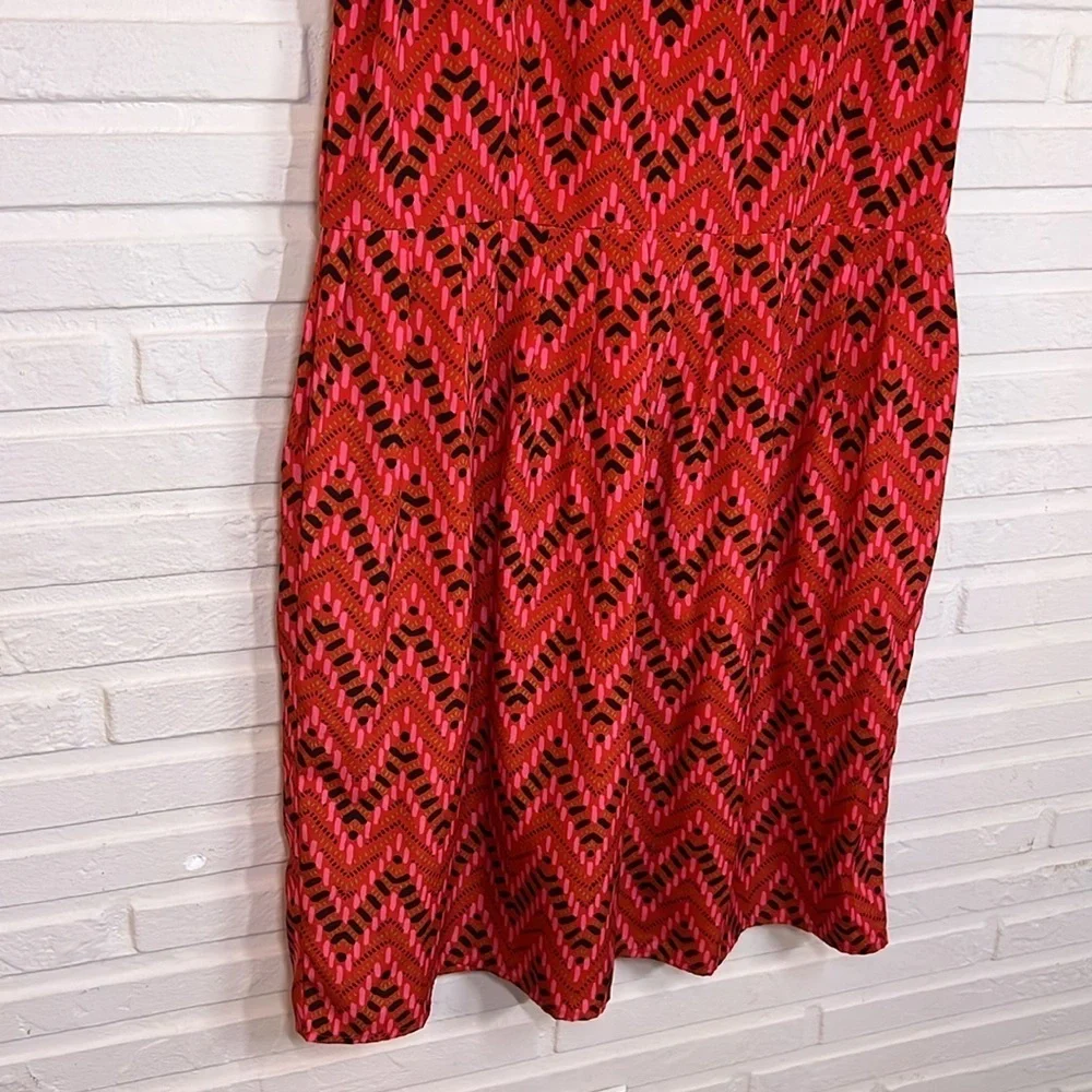 Jack by BB Dakota Red Geometric Chevron Keyhole Dress, women’s Size Medium